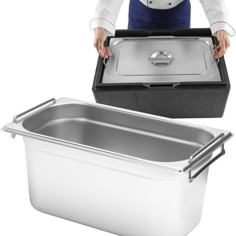 Contenitore Gastronorm GN 1/3 con manici retrattili 325x176x200mm 7.8L Hendi 817452 (1/3)