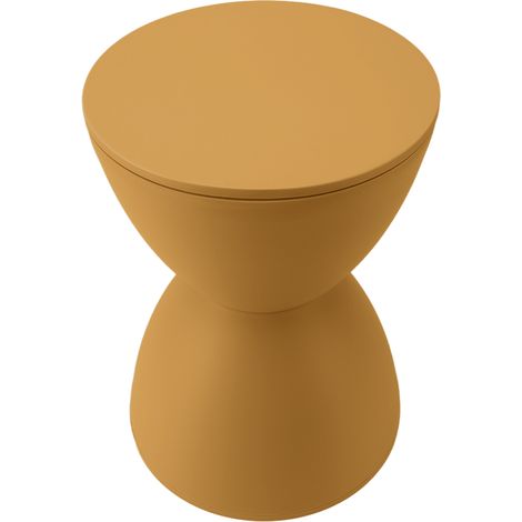 Tabouret rond en forme de sablier, en plastique, style nordique moderne et simple, idéal pour la salle de bain et les vestiaires. Couleur gingembre. (1/5)