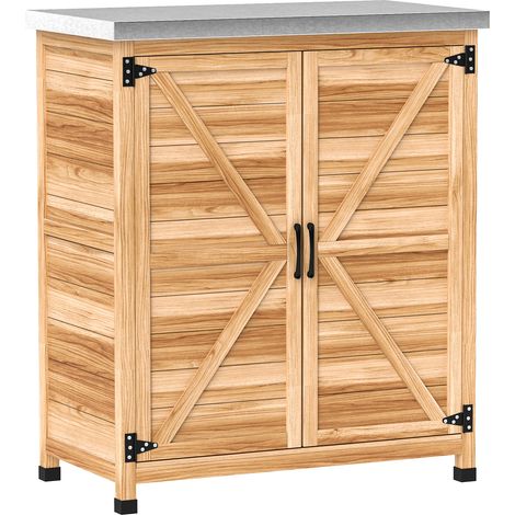 GagaArmoire de jardin avec plan de travail en bois et plateau galvanise 79 x 43 x 92 cm (1/5)