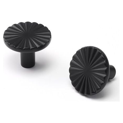 Lot de 5 Boutons de Porte et Poignées de Tiroir Noirs Plats pour Cuisine Salle de Bain Armoire Commode - en Alliage de Zinc (1/5)