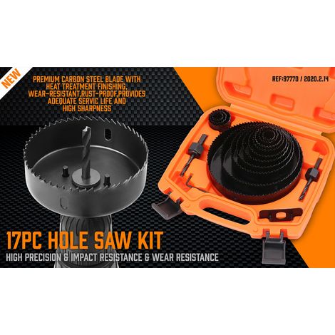 Set di seghe a tazza da 19 pezzi con lama da 6" (152 mm) - 3/4" (19 mm), ideale per legni teneri, pannelli in PVC, ecc. (1/5)