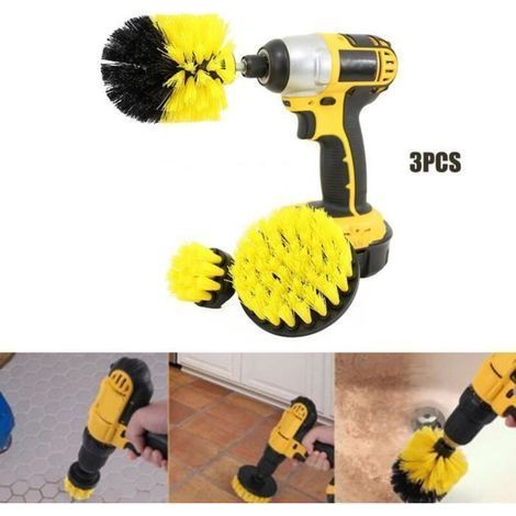 Kit 3pcs Cleaning Brushes For Electric Drill Bathroom Kitchen - Yellow - XICHAO (1/4)