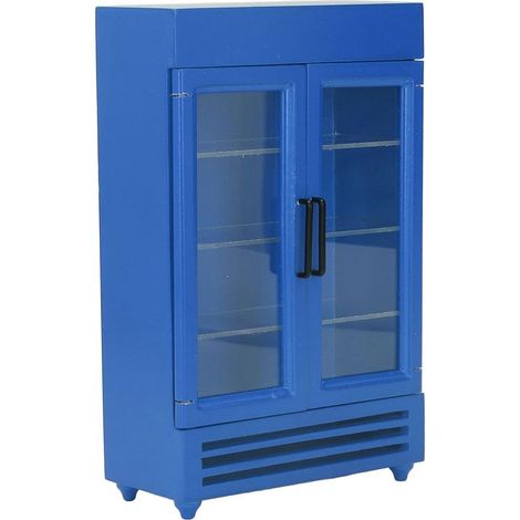 Mini réfrigérateur décoratif bleu 1:12 pour maison de poupée, accessoire miniature portable et détaillé. (1/5)