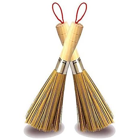 2 Pack Fouet de nettoyage Traditionnel Bambou Naturel Wok Brosses Vaisselle Outils de cuisine Traditionnel Bambou Naturel Brosses de Nettoyage (1/3)