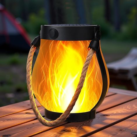 Solar Lantern Outdoor, Solar Lanterns for Outside, Dancing Flame Garden Lights with 2 Modes Dual Charging USB & Solar, for Camping Pathway Patio Porch Garden Yard Decorations (1/5)