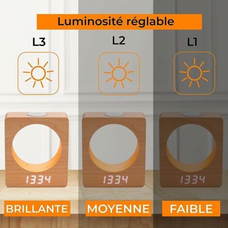 Lampada da comodino multifunzione, sveglia digitale LED con luce notturna regolabile per bambini, ideale per la camera dei piccoli (1/4)