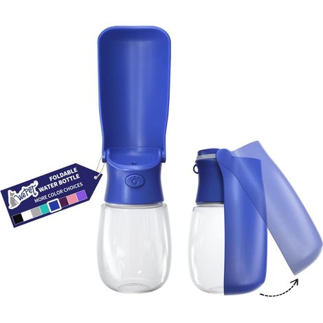 Foldable Portable Dog Water Bottle with Feeder, 12oz High Temperature Resistant Leakproof Pet Water Bottle for Walking Hiking Travel Plastic (1/5)