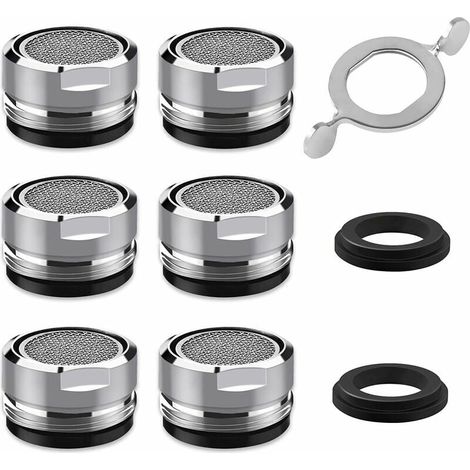 Bardusch - Mousseur Robinet M24, 6 Pièces Aerateur Robinet Economie Eau Avec Filtre en Acier Inoxydable et ABS, comprendre 6 joints et 1 clé à Mousseur chromée pour Robinet Lavabo de Salle de Bain et (1/5)