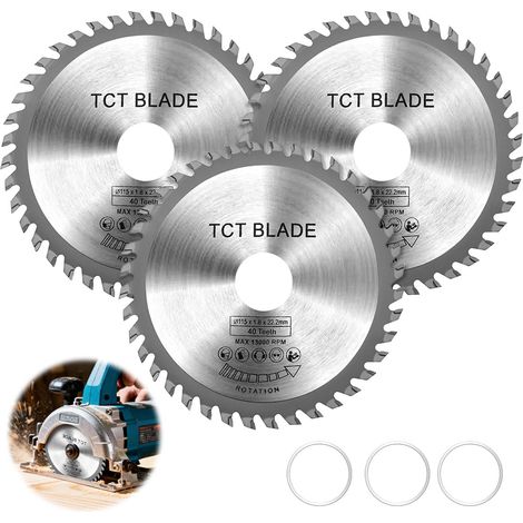3pcs Lame de scie circulaire 115x22,2 mm, 40 dents Coupes propre (1/5)