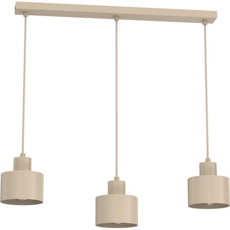 Suspension minimaliste 3 abat-jours cylindriques beige Parkla Luminex 3xE27 acier IP20 (1/5)