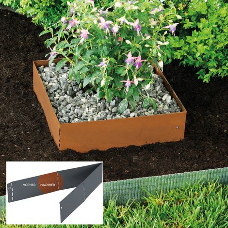 Bellissa Rasenkante Square Corten 30x30cm H20cm Beetumrandung Beeteinfassung (1/5)