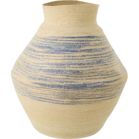 Panier Déco en Jonc "Galene" 70cm Naturel & Bleu (1/2)