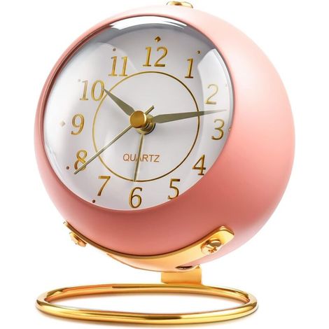 Reloj despertador retro creativo con base en forma de anillo, luz nocturna silenciosa para el dormitorio, diseño original - Crezuo