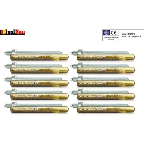 Set 10x Verbundankerpatrone M24 + Ankerstange M24 x300mm Verzinkt ETA Zulassung (1/5)