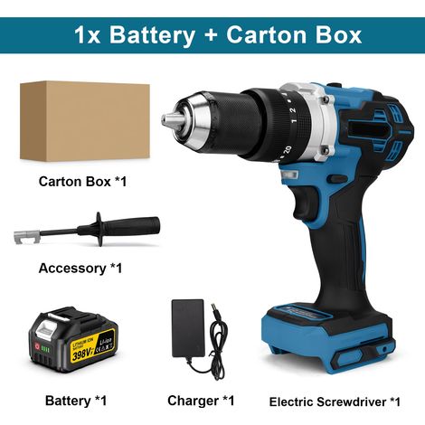 Perceuse visseuse brushless – 650 Nm – 13 mm – 20+3 réglages – Batterie Makita 18V – 1 accu inclus (1/5)