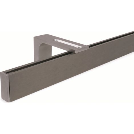 Gardinenschiene Innenlauf auf Maß 1-läufig Edelstahl-optik -  Serie Loft 80cm Deckenträger (1/5)