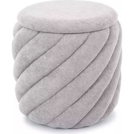 Pouf en tissu gris clair avec rangement intégré et structure arrondie SPHERAZ (1/5)