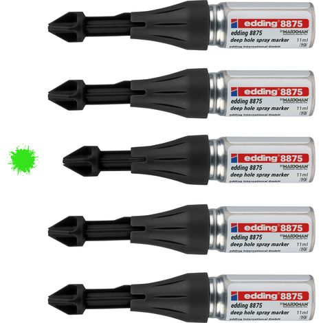 Edding - Boîte de 5 pcs - Marqueur spray zones inccessibles E8875 - Marquage précis jusqu'à 100mm – 250 pulvérisations