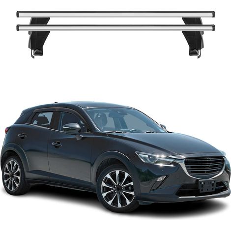 OMAC Dachträger Querträger Alu für Mazda CX-3 2015-2021 – Abschließbar – T-Nut – City-Crash-getestet – Max. 50 kg Silber (1/5)