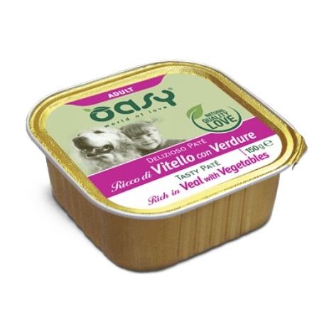 Oasy Dog  Delizioso Paté  Comida en bandeja para perros adultos 150g - Ternera con verduras 150g