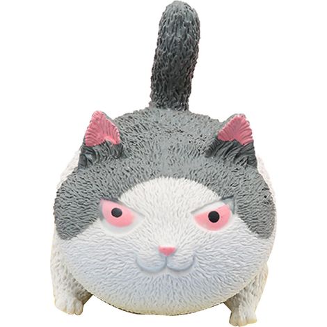 Adorable balle anti-stress en forme de chat - Jouet relaxant à presser pour tous les âges (Gris) (1/5)