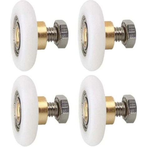 4 pièces Roulette Porte de Douche, Roues de Rechange pour Porte de Douche Roulettes de Rechange pour Porte de Douche RainuréE avec vis Diamètre 23 mm