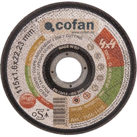 Disco de corte 4x4 de 115 mm, grosor 1,6 mm, certificado según norma ISO 9001:2000 (1/5)