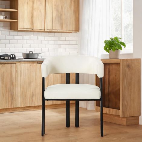 Fauteuil de salle à manger moderne en simili cuir beige en cuir (1/5)