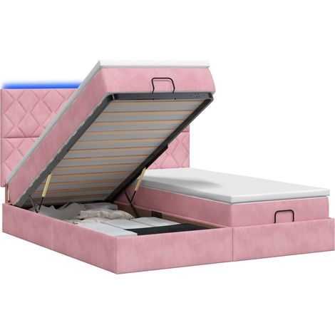Maison Exclusive - Lit coffre avec matelas et LED Rose 180 x 200 cm Velours (1/5)