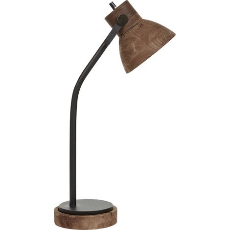 Lámpara de mesa de madera de mango oscura negro 62 cm a mano base pantalla Kolar
