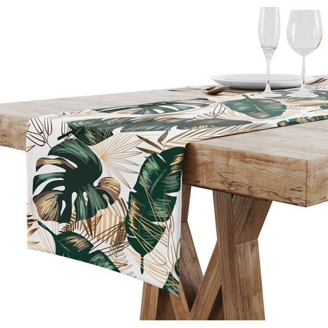 Chemin de table mat lisse 40x120 feuilles tropicales de palmier 001 (1/5)