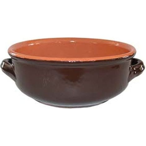 Ciotola con manici in terracotta brunella - Lunghezza: cm 14 - 12 pz
