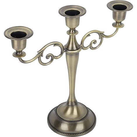 Bougeoir en Métal, Chandelier 3 Branches en Métal Style Européen pour Les Tables de Salle à Manger(Bronze) (1/5)