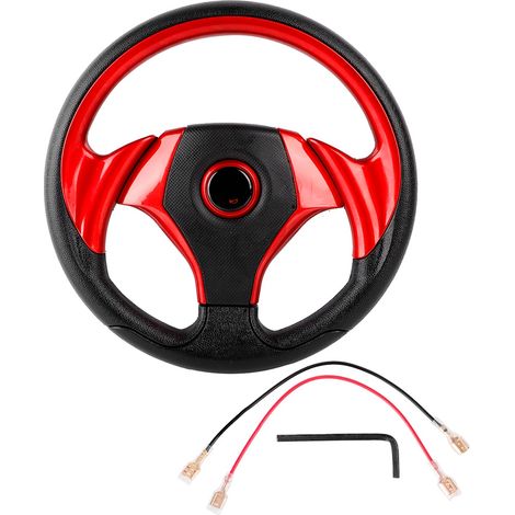 Volant universel en cuir PU pour voiture, course de Sport, dérive, rouge, 13 pouces, 320mm (1/5)