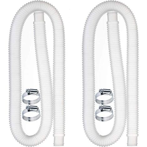 2PCS Swimming Pool Replacement Hose, Filter Pump Hose Accessories with 4 Metal Clips