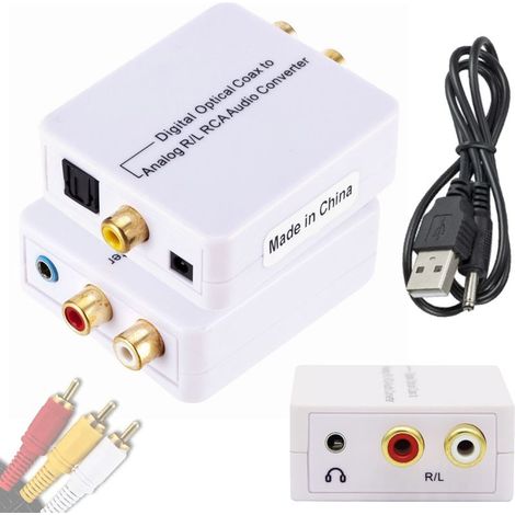 Convertisseur audio optique coaxial/Toslink - 2 prises RCA/jack 3,5 mm (1/5)