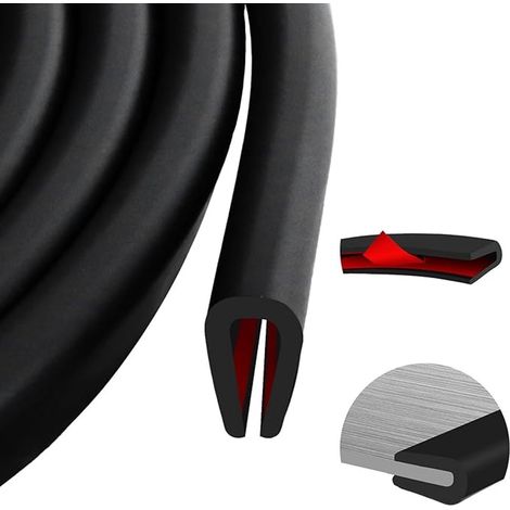 Joint d'étanchéité en caoutchouc EPDM profilé en U longueur 300 cm dimensions 1,1 x 0,48 cm pour coins de table portes fenêtres panneaux métalliques et vitrages couleur noire (1/5)