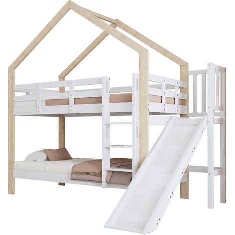 CAIziLit superposé toboggan échelle angle 3 marches 90x200cm sans matelas (1/5)