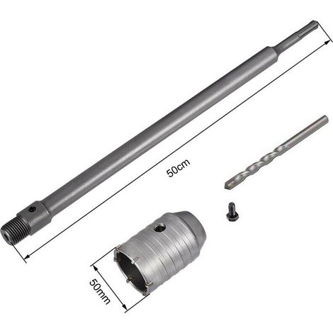 Fresa A Tazza 50 Mm Asta Prolunga 50 . Cm Per Trapano Attacco Sds Plus