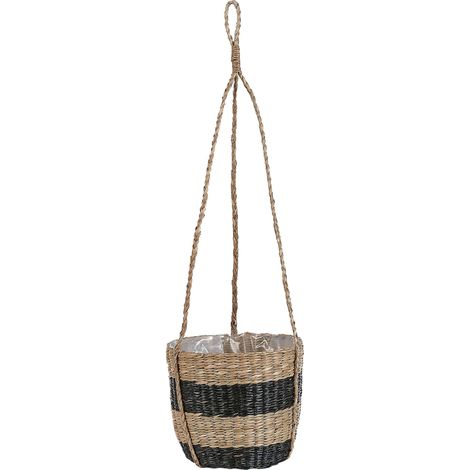 Pot de Fleur en Herbes Marines Tissées à Suspendre Naturels et Noirs Ruffe (1/5)