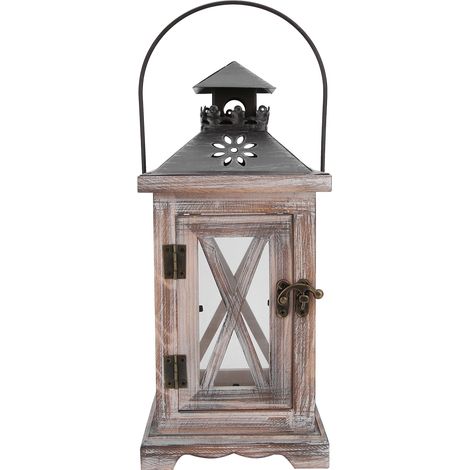 Bougeoir en Bois Rétro - Décoration de Table et Cadeau Artisanal - 28 x 12,5 x 12,5 cm (1/5)