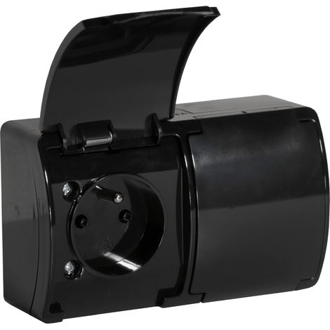 ORNO OE-7106/B Enchufe Superficie 2x2P+Z IP44 (Tipo Frances)