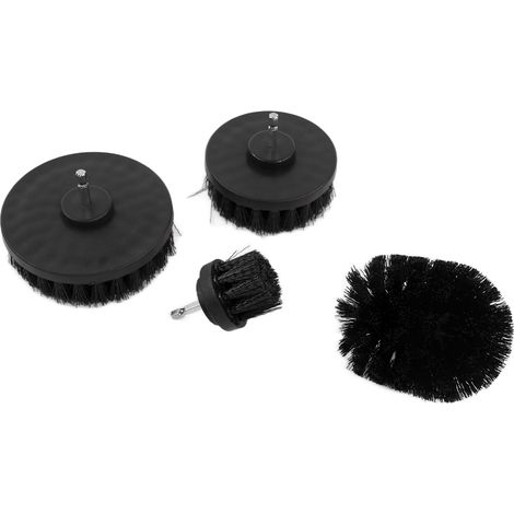 Lot de 4 brosses perceuse pour nettoyage auto, accessoires de ponçage et récurage, outil rotatif pour voiture camion moto, noir (1/5)