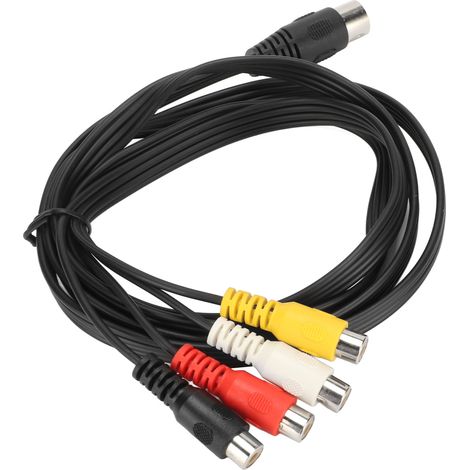 Câble DIN mâle 5 broches vers 4 RCA femelles professionnel, adaptateur DIN 5 broches vers RCA pour lecteur CD, magnétoscope, DVD et platine vinyle (1,5 m). (1/5)