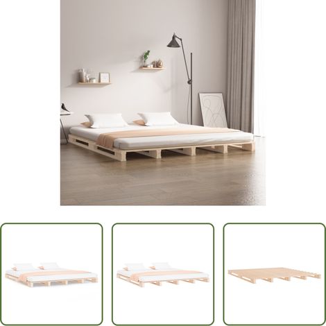Lit en pin - Lit de palette 140x200 cm bois de pin massif (1/5)