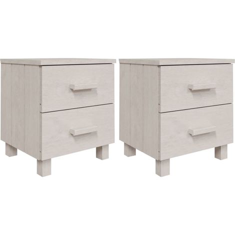vidaXL Nachttische HAMAR 2er Set Weiß 40x35x44,5 cm Massivholz