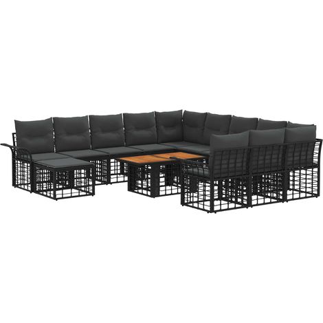 Set Divano da Giardino 13 pz Nero e Grigio scuro polyrattan vidaXL (1/5)
