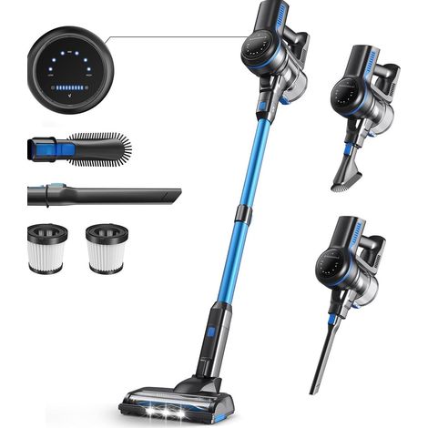 Aspiradora escoba sin cable 265 W ABS+PC azul con pantalla LED para hogar y coche – MEUBLIV (1/5)