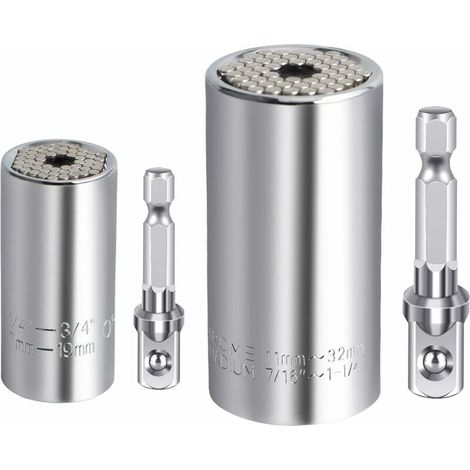 Juego de llaves de tubo universales de 7-19 mm y 11-32 mm, llave de tubo universal, herramienta multimano, llave de tubo universal con agarre Gator (1/4)