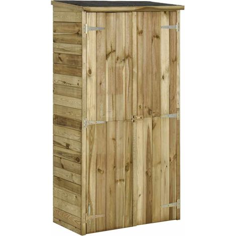 Vidaxl – Armoire de jardin en pin 85x48x177 cm – Résistante aux intempéries – Toit en feutre imperméable – 3 étagères pour rangement